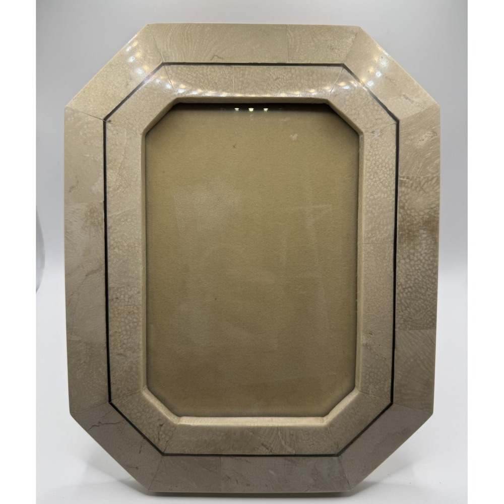 Vintage MAITLAND SMITH Style Postmodern Tessellated Stone 7.5"x9.5" Photo Frame